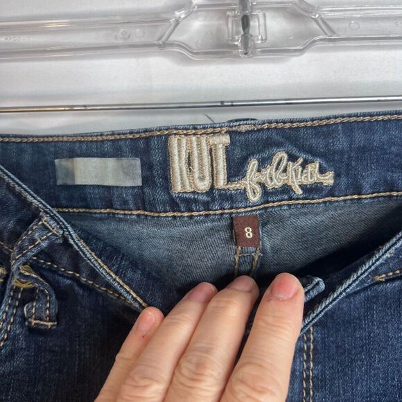 Kut from the Kloth Denim Jeans Button Flap Pocket Dark Wash Slight Flare Size 8 - Picture 6 of 8